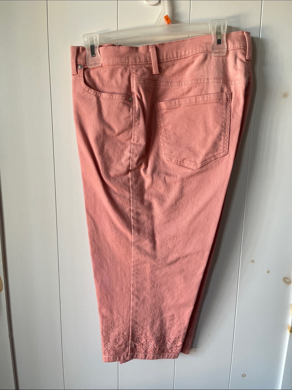 Gloria Vanderbilt Pink Straight Leg Jeans with Embroidered Hem Detail